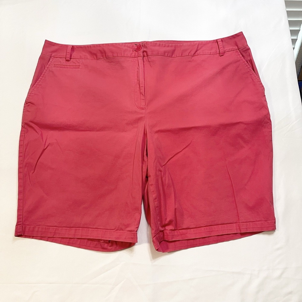 Talbots Woman Shorts 24W Coral Pink Stretch Cotton Bermuda Walking Plus Size